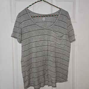 Heritage Heather Gray and Charcoal Striped Tee